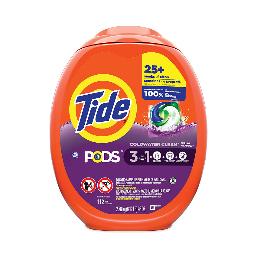 Tide Pods, Spring Meadow, 112 Pods/Tub, 4 Tubs/Carton (03250)