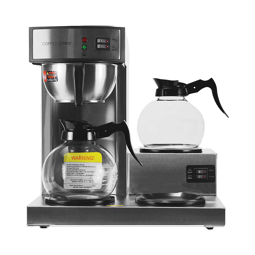 Coffee Pro Three-Burner Low Profile Institutional Coffee Maker, Stainless Steel, 36 Cups (CPRLG)