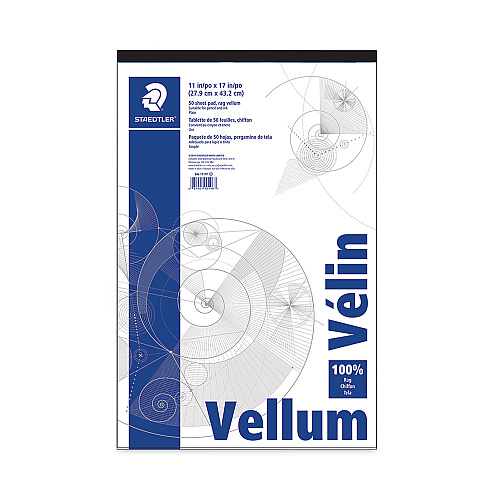 Staedtler Mars Translucent Vellum Art and Drafting Paper, 16 lb Bristol Weight, 11 x 17, Translucent, 50/Pad (9461117P)