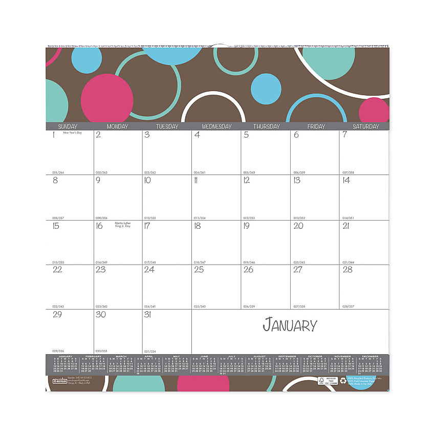 House of Doolittle Recycled Bubbleluxe Wall Calendar, Bubbleluxe Artwork, 12 x 12, White/Multicolor Sheets, 12-Month (Jan to Dec): 2023 (340)