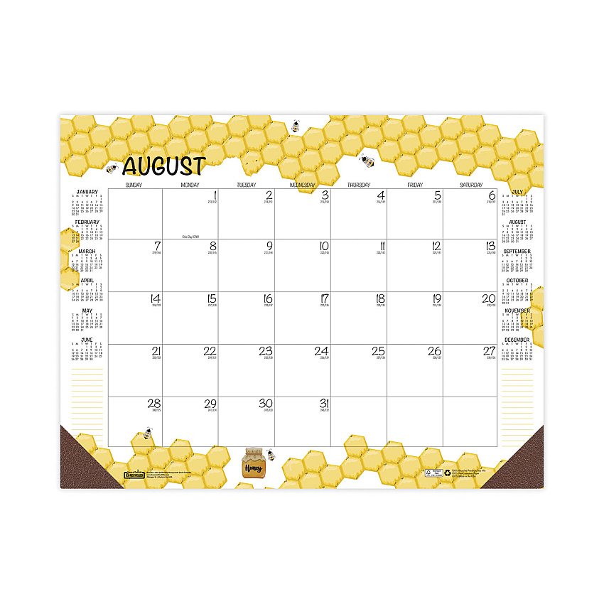 House of Doolittle Recycled Honeycomb Desk Pad Calendar, 22 x 17, White/Multicolor Sheets, Brown Corners, 12-Month (Aug to July): 2023 (1565)