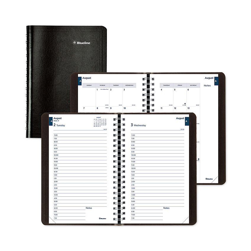 Blueline Academic Daily/Monthly Planner, 8 x 5, Black Cover, 12-Month (Aug to July): 2022 to 2023 (CA201BLK)