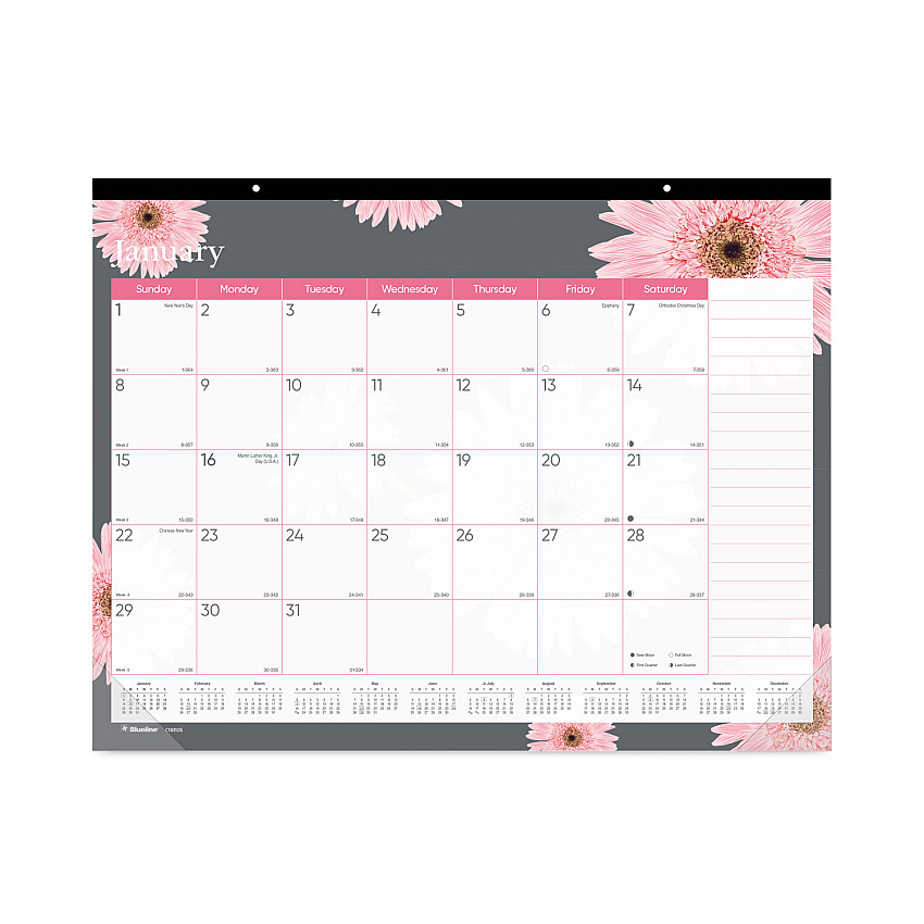Brownline Monthly Desk Pad Calendar, 22 x 17, Pink/White Sheets, Clear Binding, Clear Corners, 12-Month (Jan to Dec): 2023 (C193105)