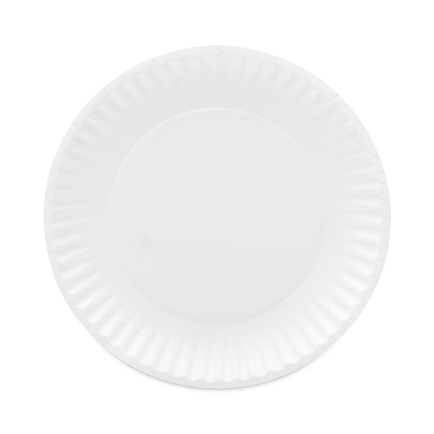 AJM Packaging Corporation Coated Paper Plates, 9" dia, White, 100/Pack, 12 Packs/Carton (CP9GOAWH)
