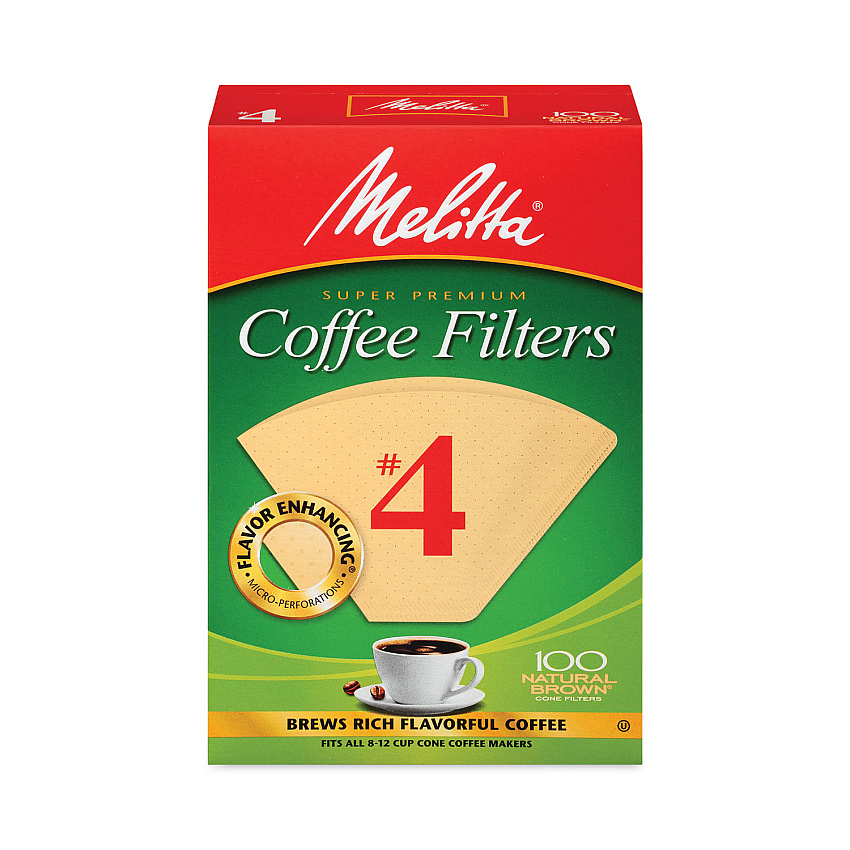 Melitta Coffee Filters, #4,  8 to 12 Cup Size, Cone Style, 100 Filters/Pack, 3/Pack (22000695)