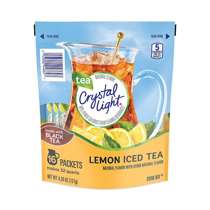 Crystal Light Flavored Drink Mix Pitcher Packs, Iced Tea, 0.14 oz Packets, 16 Packets/Pouch (22000553)