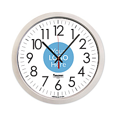 AbilityOne 6645016986557 SKILCRAFT Custom Quartz Wall Clock, 14.5" Overall Diameter, Silver Case, 1 AA (sold separately)