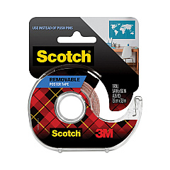 Scotch Wallsaver Removable Poster Tape with Dispenser, 1" Core, 0.75" x 12.5 ft, Clear (109)