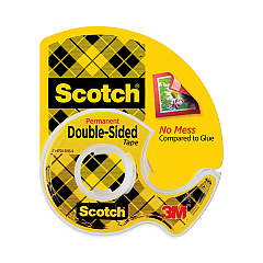 Scotch Double-Sided Permanent Tape in Handheld Dispenser, 1" Core, 0.5" x 20.83 ft, Clear (136)