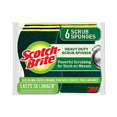 Scotch-Brite Heavy-Duty Scrub Sponge, 4.5 x 2.7, 0.6" Thick, Yellow/Green, 6/Pack (426)