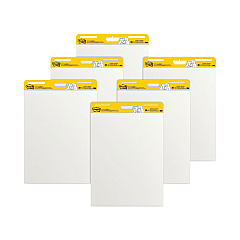 Post-it Easel Pads Super Sticky Vertical-Orientation Self-Stick Easel Pad Value Pack, Unruled, 25 x 30, White, 30 Sheets, 6/Carton (559VAD6PK)