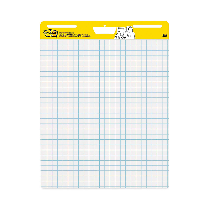 Post-it Easel Pads Super Sticky Vertical-Orientation Self-Stick Easel Pad Value Pack, Quadrille Rule (1 sq/in), 25 x 30, White, 30 Sheets, 4/Carton (560VAD4PK)