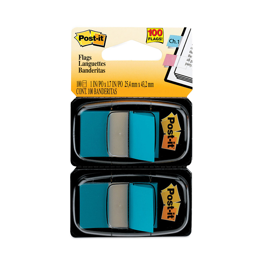 Post-it Flags Standard Page Flags in Dispenser, Blue, 50 Flags/Dispenser, 2 Dispensers/Pack (680BE2)