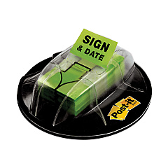 Post-it Flags Page Flags in Dispenser, "Sign and Date", Bright Green, 200 Flags/Dispenser (680HVSD)