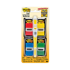 Post-it Flags Page Flag Value Pack, Assorted, 200 1" Flags + Highlighter with 50 0.5" Flags (680RYBGVA)
