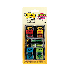 Post-it Flags Arrow Message 1" Page Flags,  200 "Sign Here", 48 Arrow, Four Colors, 248/Pack (680SH4VA)
