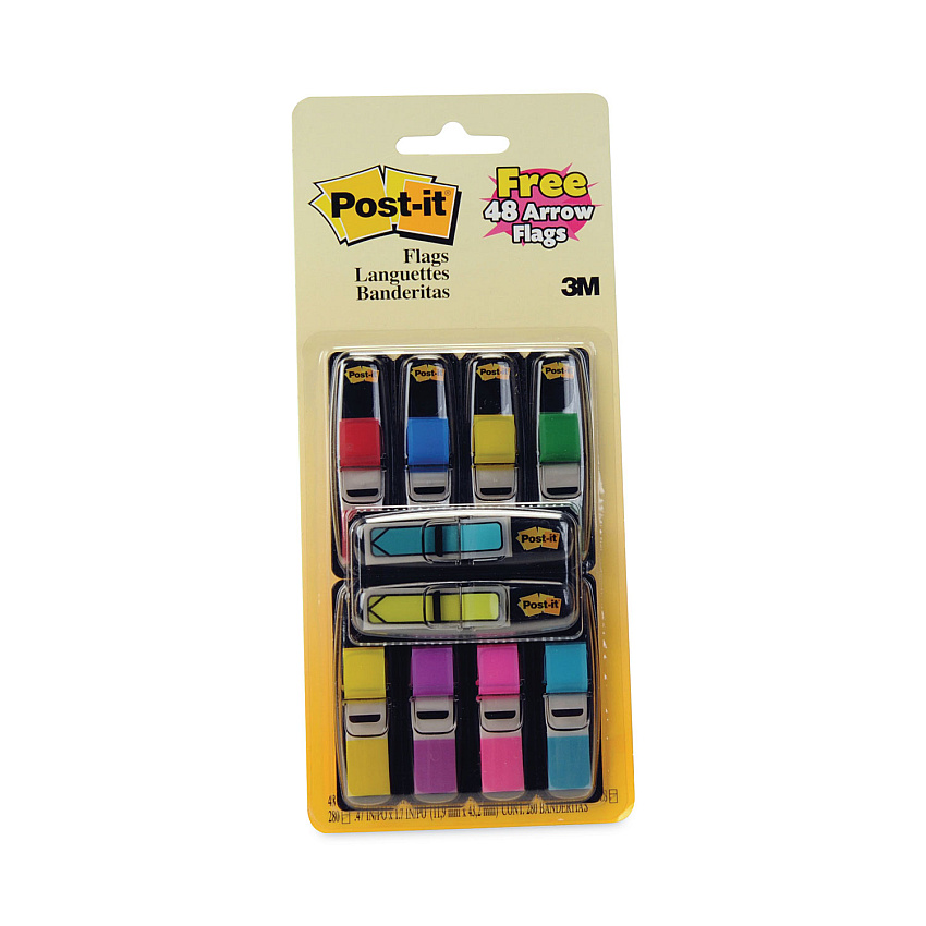 Post-it Flags Page Flag Value Pack, 0.5 x 1.75, Assorted Colors, 280 Page Flags, 48, 1/2" Arrows/Pack (683VAD1)