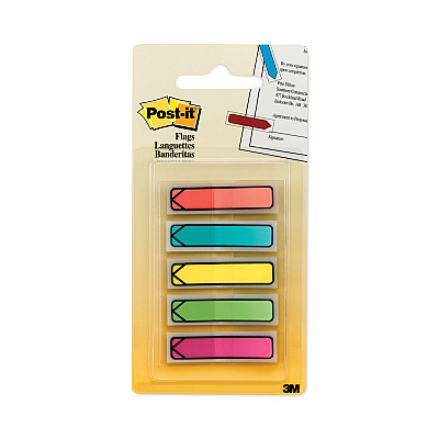 Post-it Flags Arrow 0.5" Page Flags, Five Assorted Bright Colors, 20/Color, 100/Pack (684ARR2)