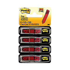 Post-it Flags Arrow Message 0.5" Page Flags in Dispenser, "Sign Here", Red, 20 Flags Dispenser, 4 Dispensers/Pack (684RDSH)
