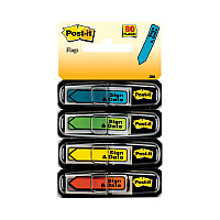 Post-it Flags Arrow Message 0.5" Page Flags, Sign and Date, 4 Primary Colors, 20 Flags/Dispenser, 4 Dispensers/Pack (684SD)