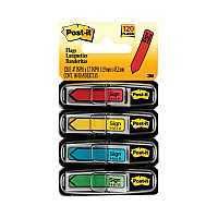 Post-it Flags Arrow Message 0.5" Page Flags w/Dispensers, "Sign Here", Asst Primary, 30 Flags Dispenser, 4 Dispensers/Pack (684SH)