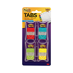 Post-it Tabs 1" Tabs, 1/5-Cut Tabs, Assorted Colors, 1" Wide, 100/Pack (686RALY)