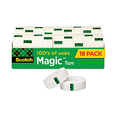 Scotch Magic Tape Cabinet Pack, 1" Core, 0.75" x 83.33 ft, Clear, 18/Pack (810K18CP)