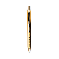 Pentel EnerGel Alloy Gel Pen, Retractable, Medium 0.7 mm, Black Ink, Gold Barrel (BL407XABX)