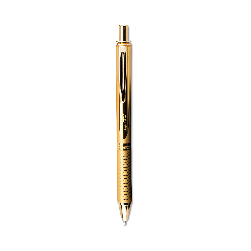 Pentel EnerGel Alloy Gel Pen, Retractable, Medium 0.7 mm, Black Ink, Gold Barrel (BL407XABX)