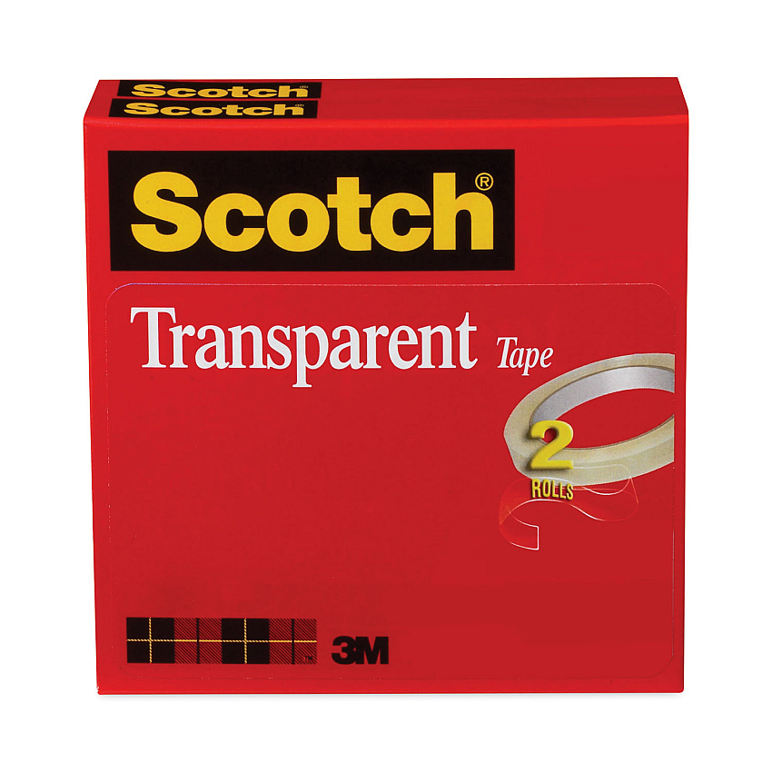 Scotch Transparent Tape, 3" Core, 0.5" x 72 yds, Transparent, 2/Pack (6002P1272)