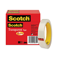 Scotch Transparent Tape, 3" Core, 0.75" x 72 yds, Transparent, 2/Pack (6002P3472)