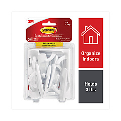 Command General Purpose Hooks, Medium, 3 lb Cap, White, 20 Hooks and 24 Strips/Pack (17001MPES)