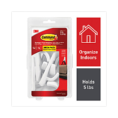 Command General Purpose Hooks, Large, 5 lb Cap, White, 14 Hooks and 16 Strips/Pack (17003MPES)