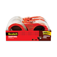 Scotch 3750 Commercial Grade Packaging Tape with Dispenser, 3" Core, 1.88" x 54.6 yds, Clear, 4/Pack (37504RD)
