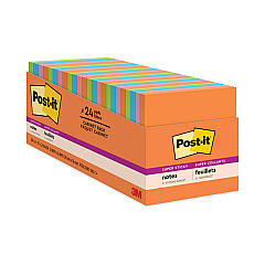 Post-it Notes Super Sticky Pads in Energy Boost Collection Colors, Cabinet Pack, 3" x 3", 70 Sheets/Pad, 24 Pads/Pack (65424SSAUCP)
