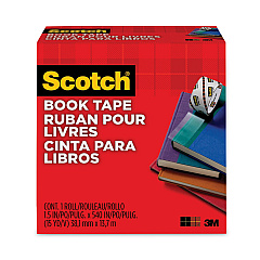 Scotch Book Tape, 3" Core, 1.5" x 15 yds, Clear (845112)