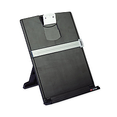 3M Fold-Flat Freestanding Desktop Copyholder, 150 Sheet Capacity, Plastic, Black/Silver Clip (DH340MB)