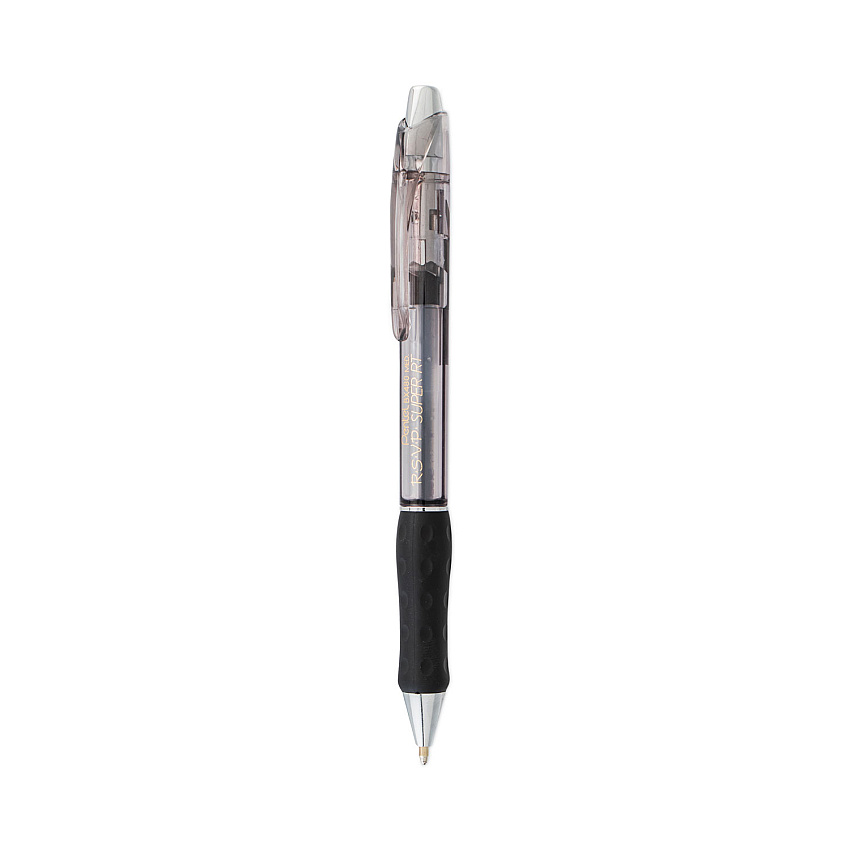 Pentel R.S.V.P. Super RT Ballpoint Pen, Retractable, Medium 1 mm, Black Ink, Black Barrel, Dozen (BX480A)