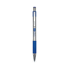 Zebra F-301 Ballpoint Pen, Retractable, Fine 0.7 mm, Blue Ink, Stainless Steel/Blue Barrel, 2/Pack (27122)
