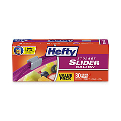 Hefty Slider Bags, 1 gal, 1.5 mil, 10.56" x 11", Clear, 30/Box (R81430)