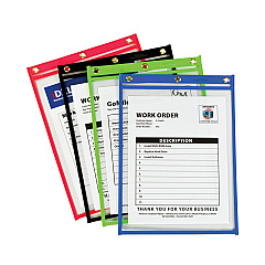 C-Line Heavy-Duty Super Heavyweight Plus Stitched Shop Ticket Holders, Clear/Assorted, 9 x 12, 20/Box (50920)