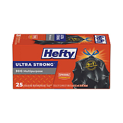 Hefty Ultra Flex Waste Bags, 30 gal, 1.05 mil, 6" x 2.1", Black, 150/Carton (E80627)