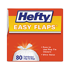 Hefty Easy Flaps Trash Bags, 13 gal, 0.69 mil, 23.75" x 28", White, 480/Carton (E84563CT)