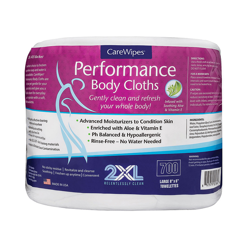 2XL Performance Body Cloths, 6 x 8, Unscented, 700/Pack, 2 Packs/Carton (L336)