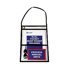 C-Line 2-Pocket Shop Ticket Holder w/Setrap, Black Stitching, 150-Sheet, 9 x 12, 15/Box (38912)