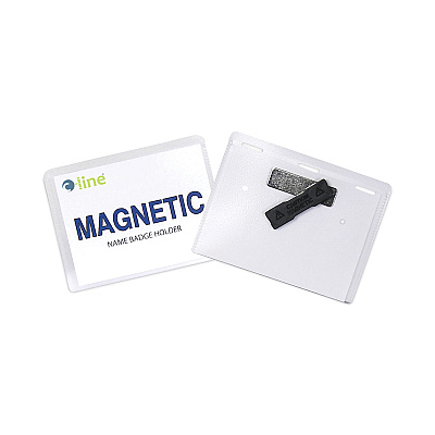 C-Line Magnetic Name Badge Holder Kit, Horizontal, 4w x 3h, Clear, 20/Box (92943)