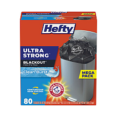 Hefty Ultra Strong BlackOut Tall-Kitchen Drawstring Bags, 13 gal, 0.9 mil, 23.75" x 24.88", Black, 240/Carton (E88352CT)