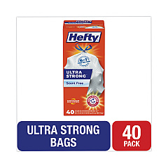 Hefty Ultra Strong Tall Kitchen and Trash Bags, 13 gal, 0.9 mil, 23.75" x 24.88", White, 40/Box (E88338)