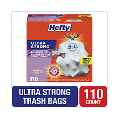 Hefty Ultra Strong Scented Tall White Kitchen Bags, 13 gal, 0.9 mil, 23.75" x 24.88", White, 110/Box (E88366)