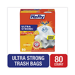 Hefty Ultra Strong Scented Tall White Kitchen Bags, 13 gal, 0.9 mil, 23.75" x 24.88", White, 80/Box (E88354)